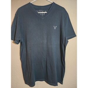 American Eagle Men's T-Shirt, Size Large, Navy Blue, Short Sleeve, V-Neck